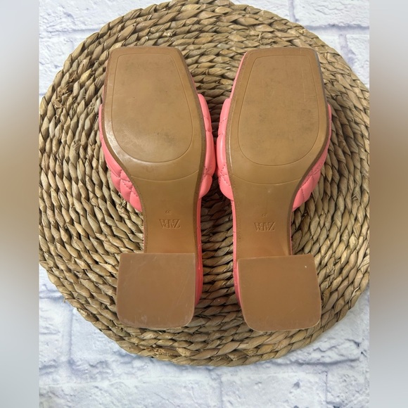 NWOB Zara Pink Quilted Women's Open Toe, Block Heel Sandals. Size 39 EU. - Picture 8 of 9
